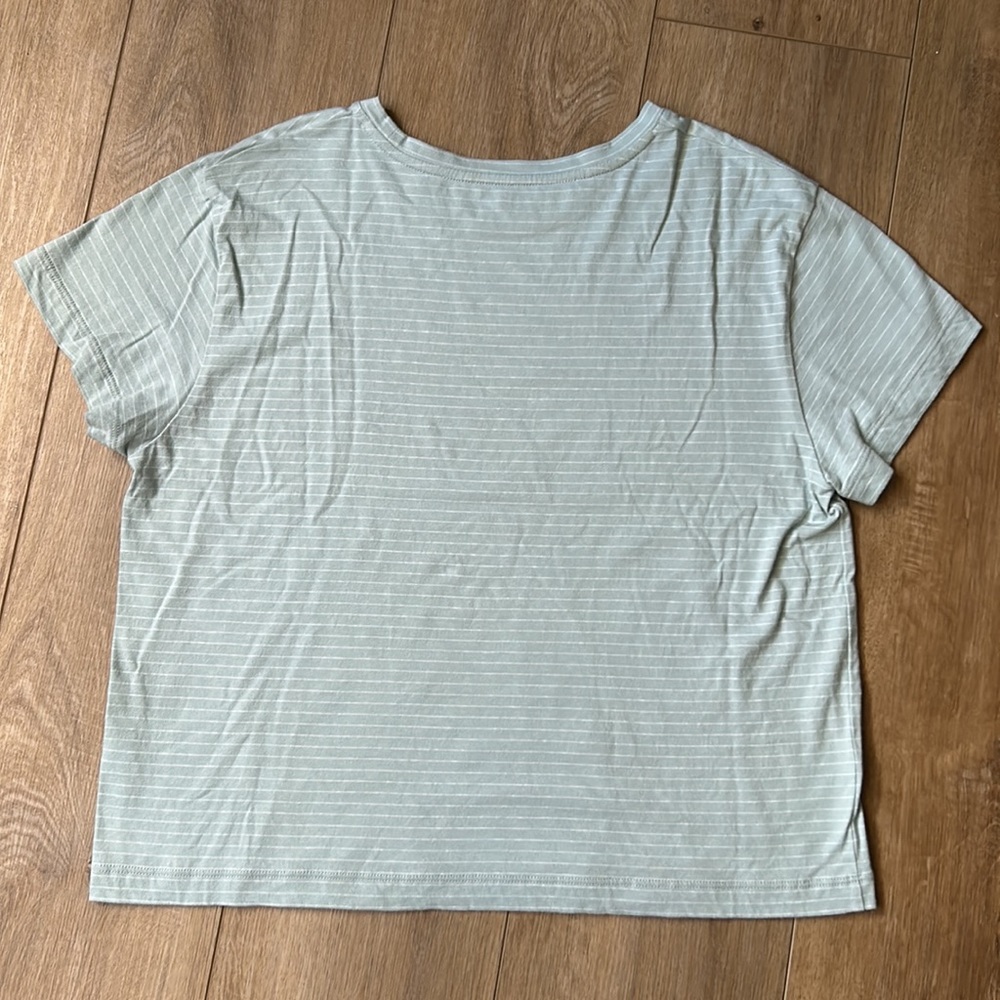 Vince Women's Neppy Stripe Short Sleeve Shrunken Crew Large - Picture 6 of 7